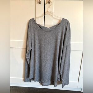Athleta Gray Open Back Long Sleeve Top Size Large